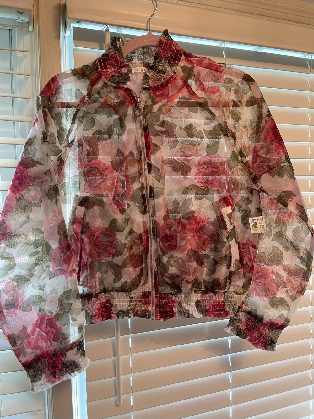 Joy & Ash Sheer Floral Jacket in Pink and Green